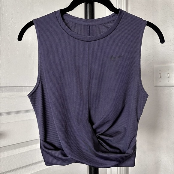 Nike Women’s Dri-FIT Twist Crop Tank Top Gridiron Dark Purple - Picture 3 of 11